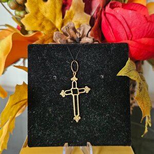 Unique One-of-a-Kind 10K Gold Cross Charm Pendant – 1.3 Grams